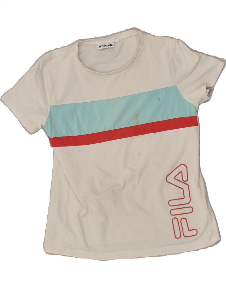FILA Girls Graphic T-Shirt Top 11-12 Years White Cotton | Vintage Fila | Thrift | Second-Hand Fila | Used Clothing | Messina Hembry 
