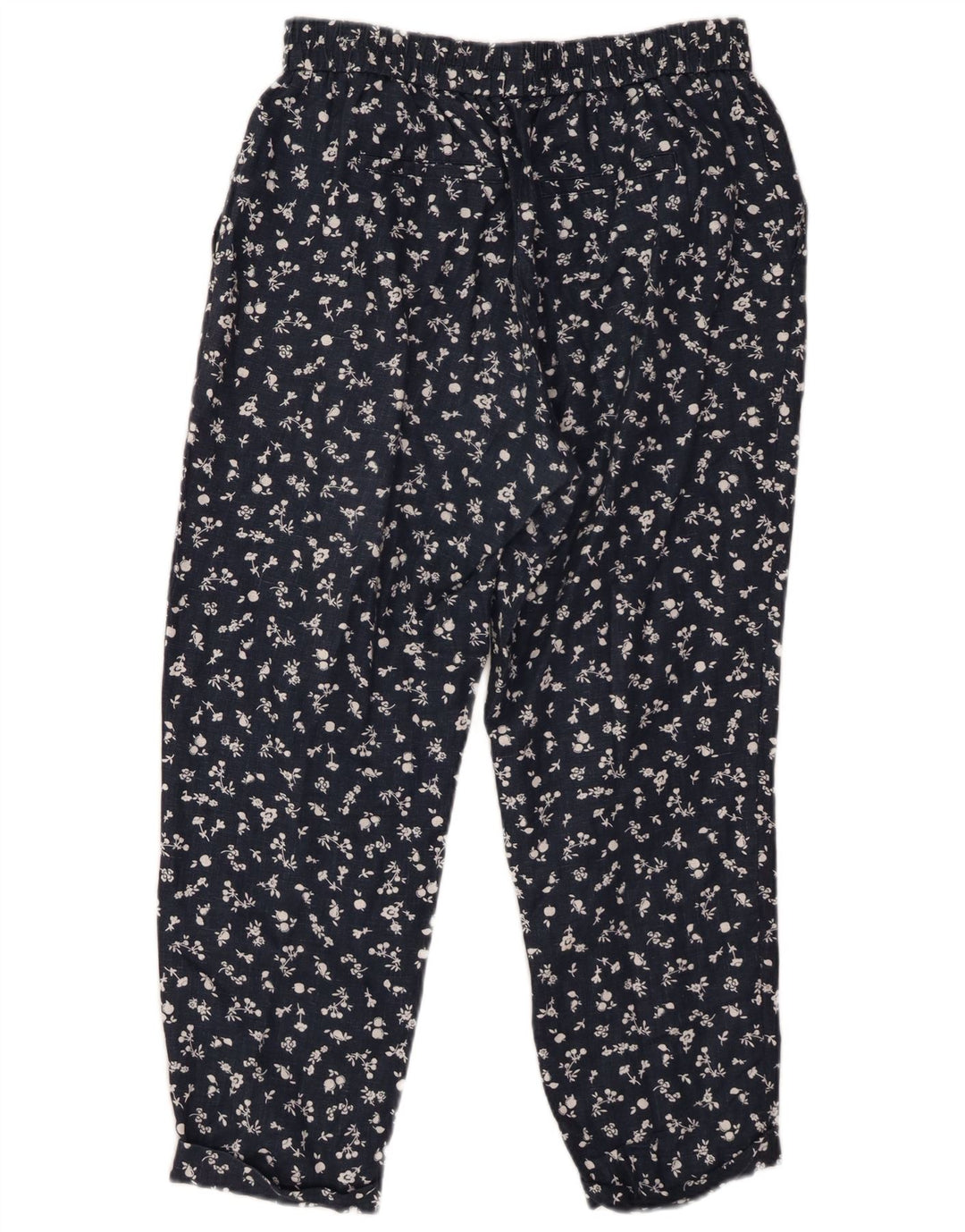 BENETTON Женские зауженные укороченные брюки среднего размера W30 L25 Темно-синие с цветочным принтом