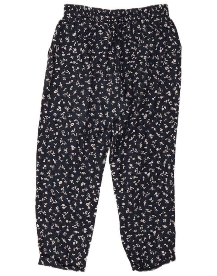 BENETTON Женские зауженные укороченные брюки среднего размера W30 L25 Темно-синие с цветочным принтом