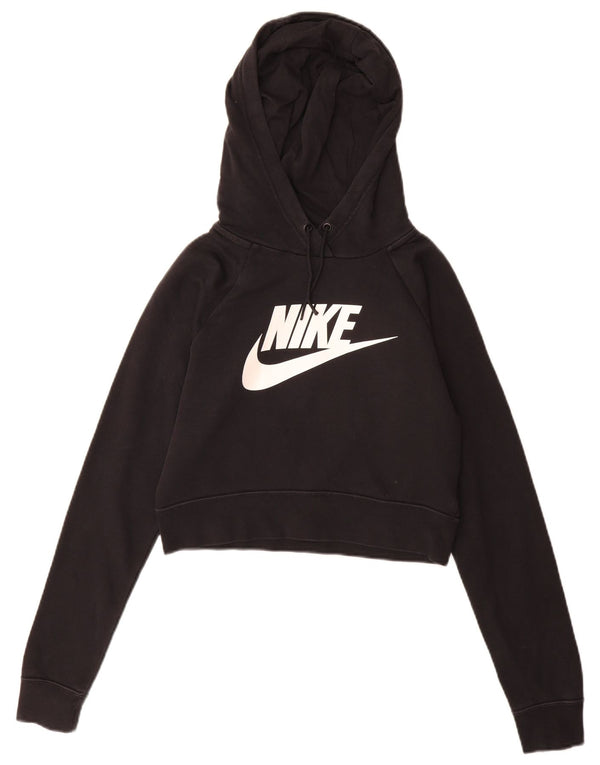 Женский укороченный джемпер с капюшоном большого размера Nike UK 6 XS, черный хлопок