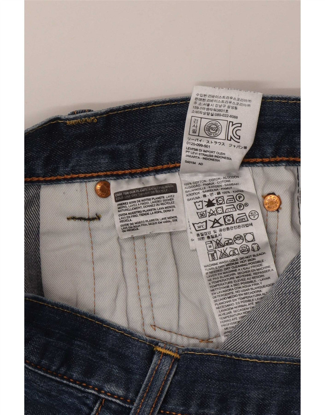 Мужские прямые джинсы Levi's W32 L30 синие, хлопок