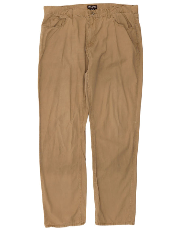 Женские прямые повседневные брюки Michael Kors W34 L32, бежевый хлопок