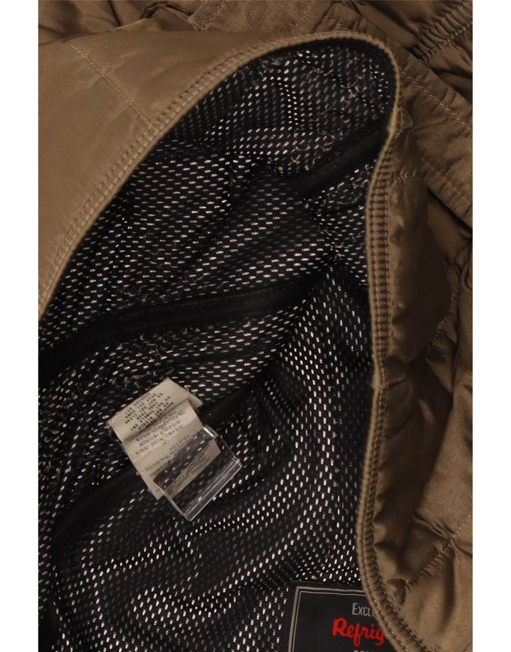 Refrigiwear Женская стеганая куртка с капюшоном UK 14 Средне-коричневый полиамид