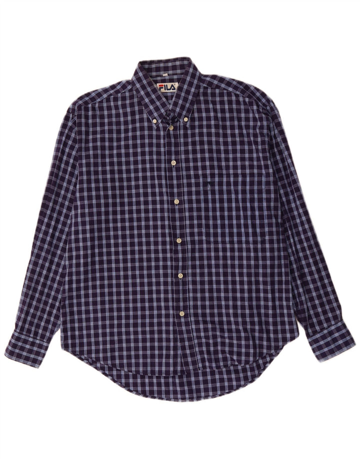 Мужская рубашка FILA, большая темно-синяя клетка в клетку, хлопок