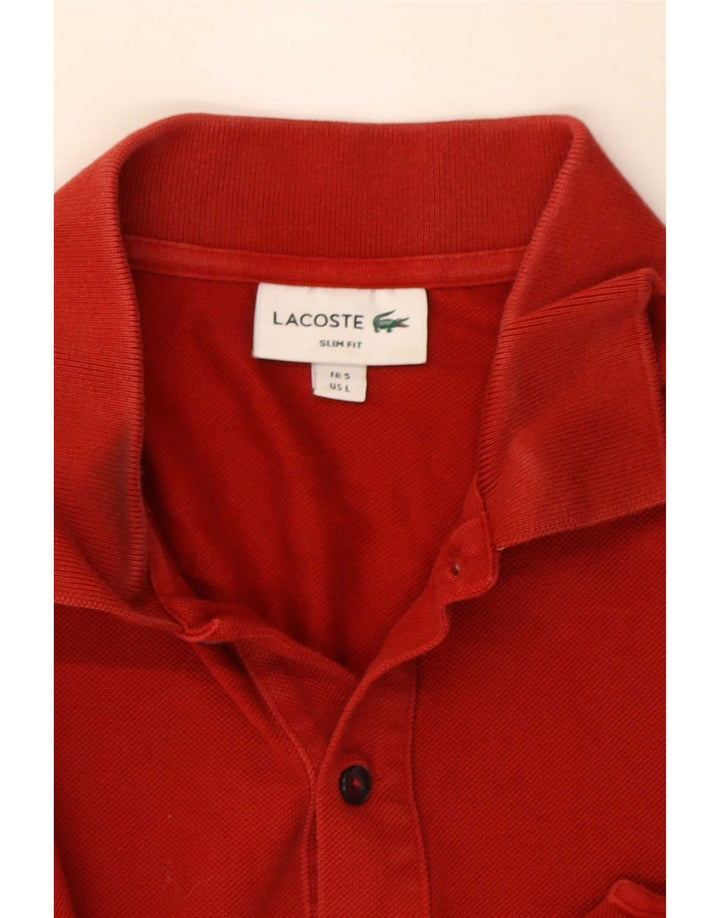Мужская рубашка-поло приталенного кроя Lacoste, размер 5, большая красная
