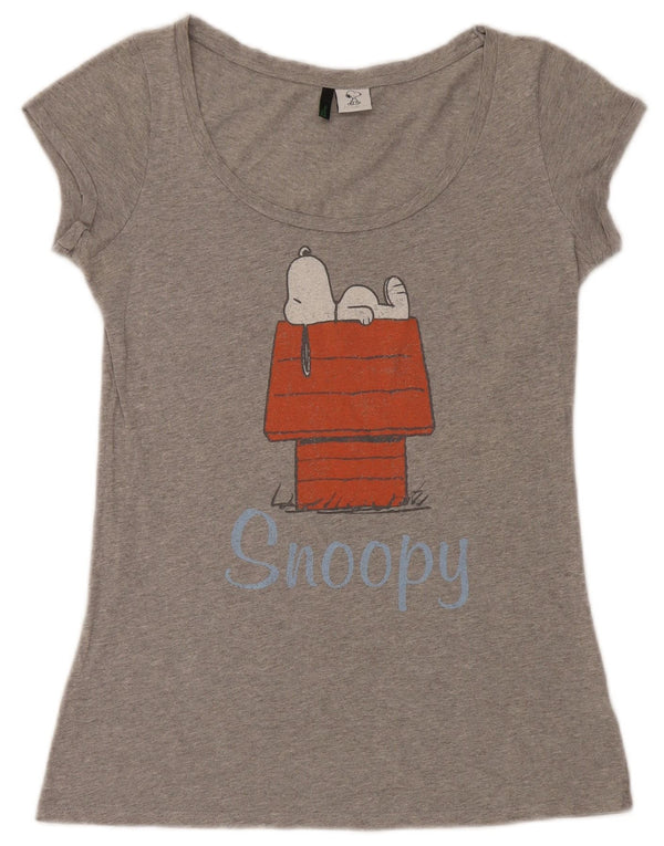Женская футболка с рисунком Snoopy Regular Fit Benetton Top UK 10, маленький серый цвет
