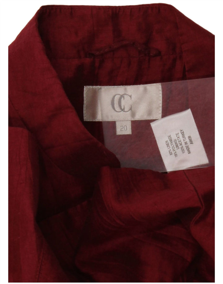 Женский пиджак CC на 1 пуговице UK 20 2XL Бордовый льняной пиджак