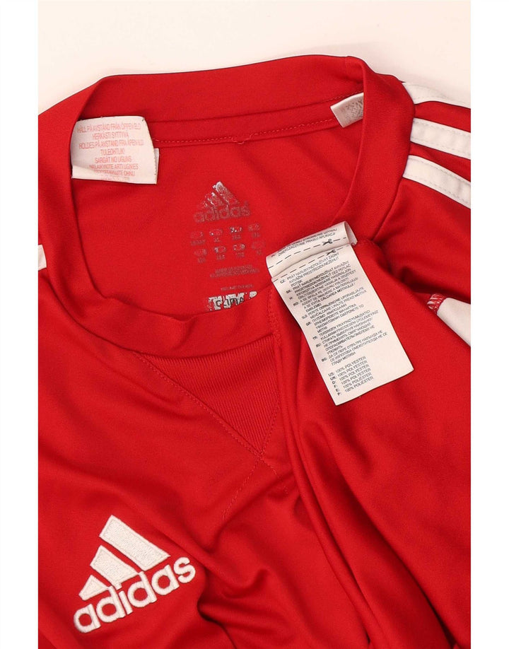 Футболка Adidas Climalite для мальчиков, топ 15-16 лет, красный полиэстер