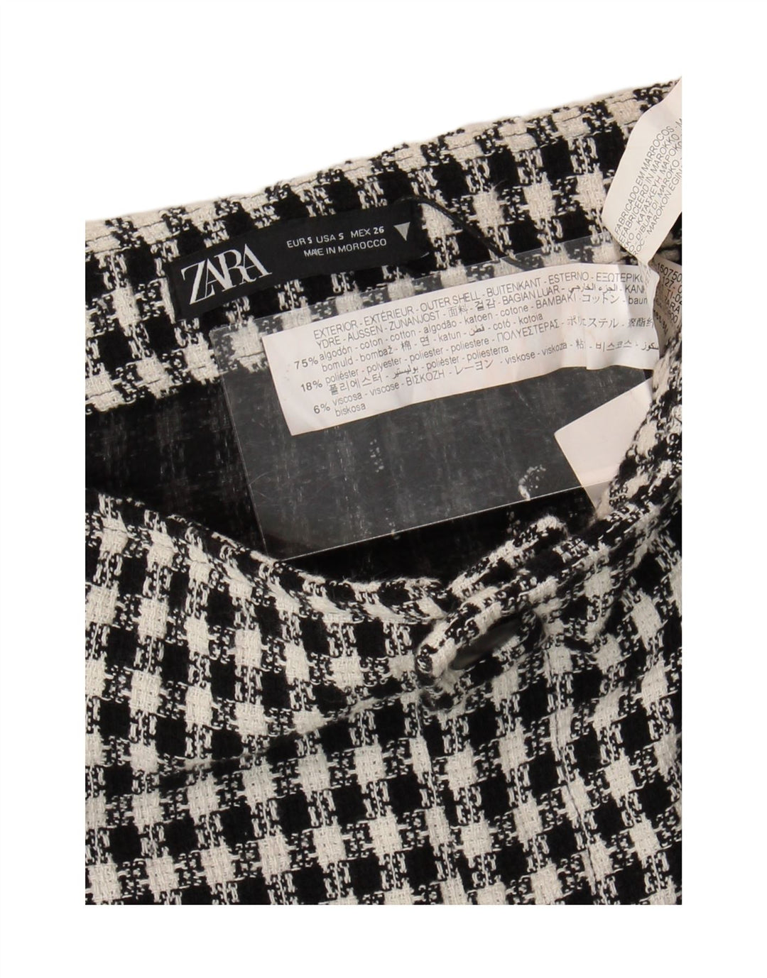 Женская мини-юбка Zara Small W26, черный хлопок в клетку