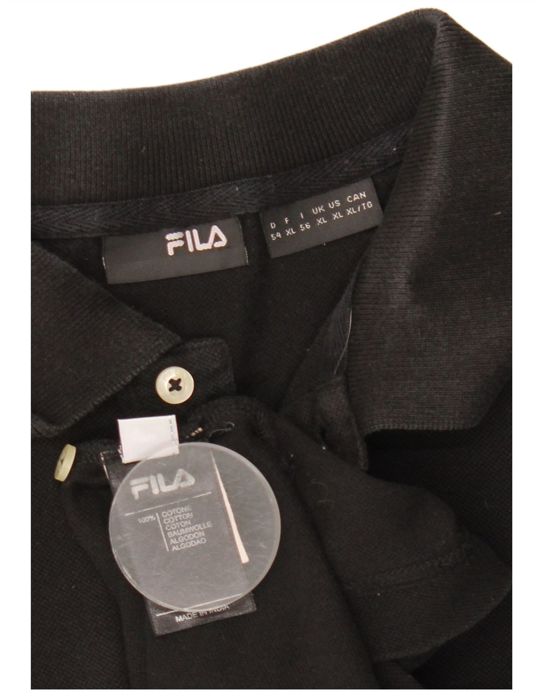 Мужская рубашка-поло Fila XL, черный хлопок