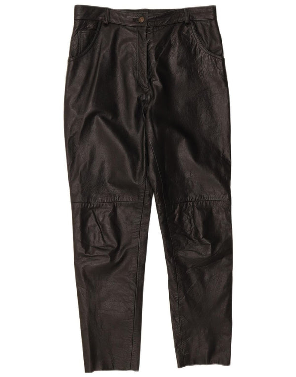 Винтажные женские кожаные брюки с высокой талией, Великобритания, 18 XL W32 L30, черные