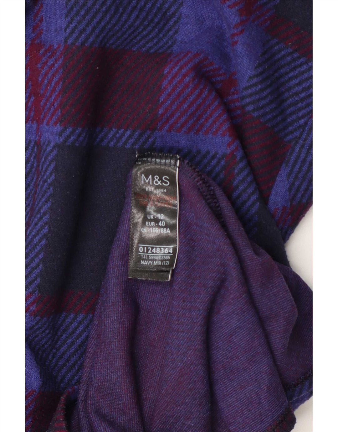 Женская блузка с длинным рукавом Marks & Spencer, Великобритания 12, средний темно-синий в клетку