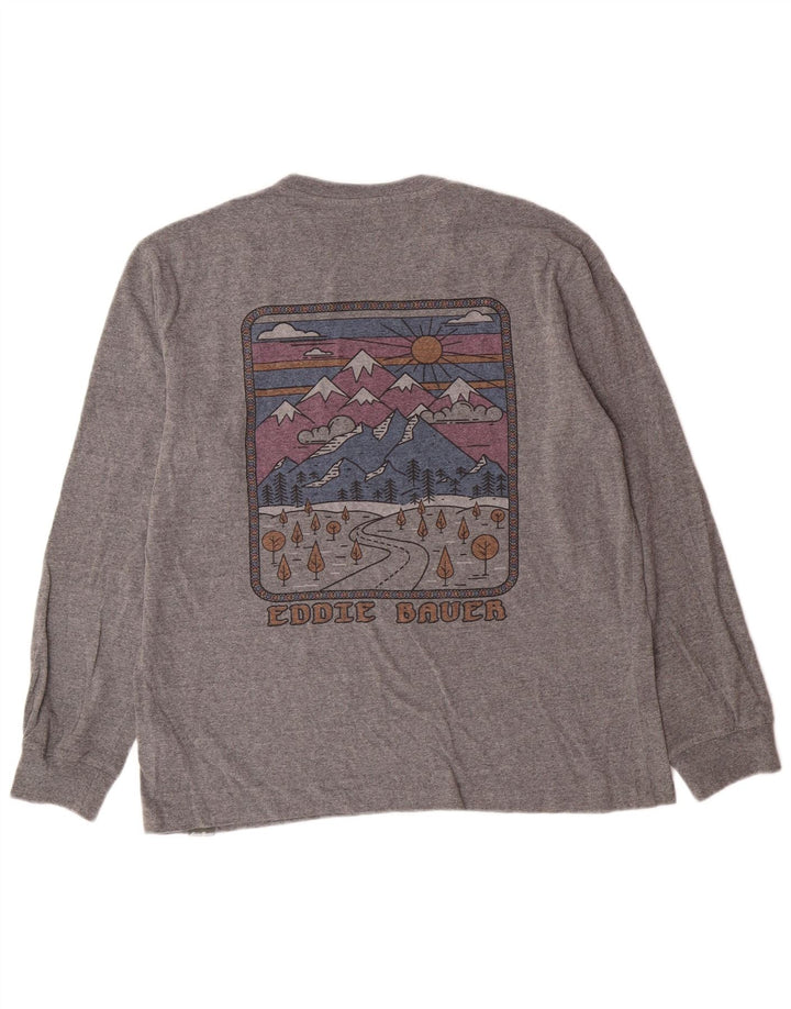 EDDIE BAUER Мужской топ с длинными рукавами и рисунком, большой серый хлопок