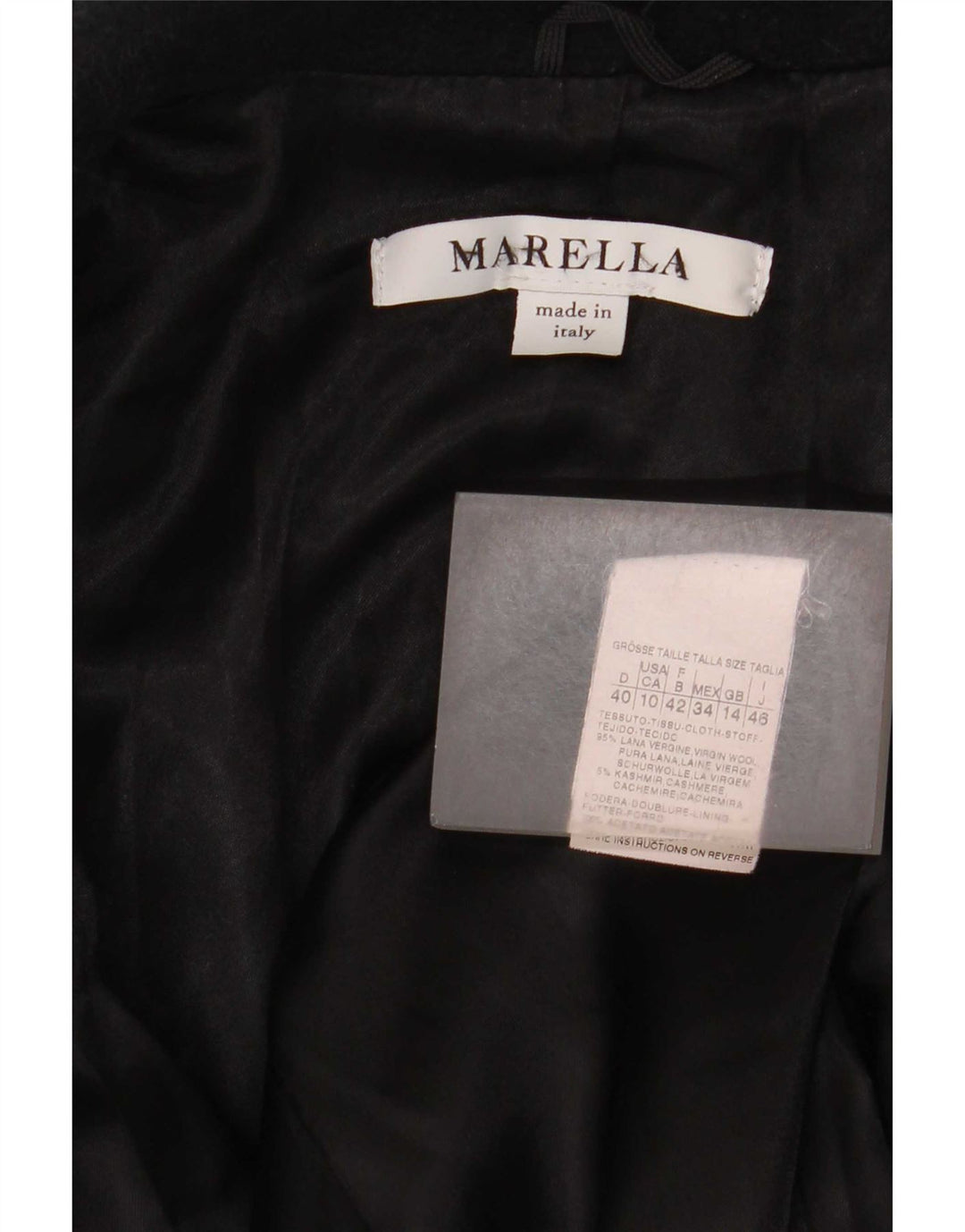 Женское пальто Marella UK 14, большое черное из натуральной шерсти