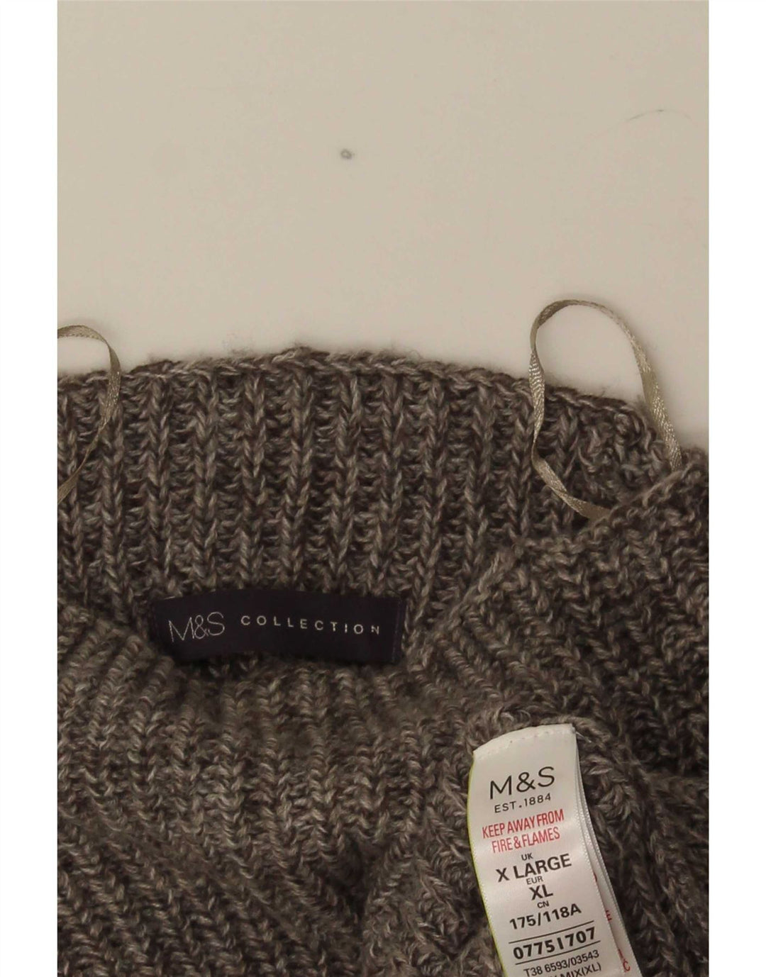 Мужской джемпер с высоким воротником Marks & Spencer, серый акрил в крапинку, XL