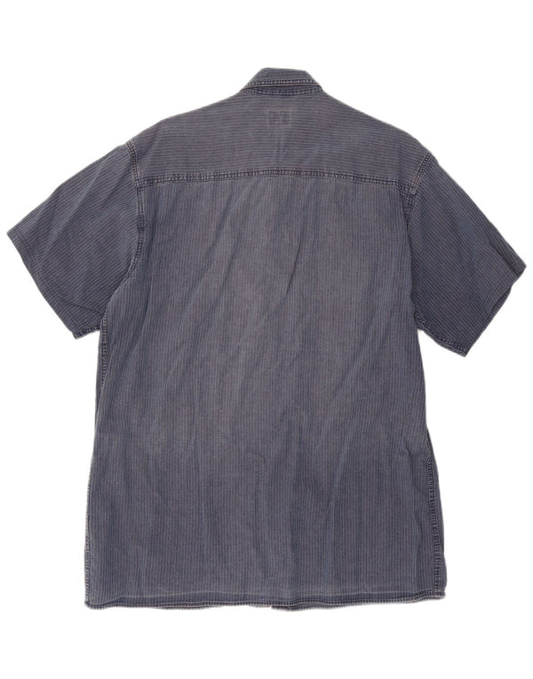 Мужская рубашка с коротким рукавом Calvin Klein Jeans XL темно-синяя в тонкую полоску