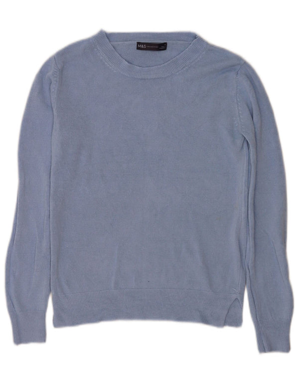 Marks & Spencer Womens Oversized Boat Neck Jumper Sweater UK 6 XS Blue