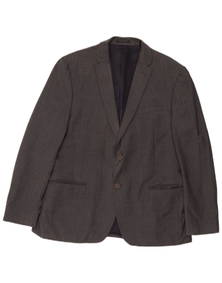 Мужской приталенный пиджак с 2 пуговицами Ted Baker UK 44 2XL, серая шерсть