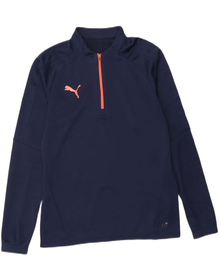 PUMA Mens Zip Neck Pullover Tracksuit Top Medium Navy Blue Polyester Vintage Puma and Second-Hand Puma from Messina Hembry 