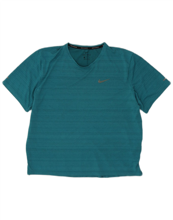 Женская футболка Nike Dri Fit Top UK 14, средний бирюзовый полиэстер с крапинками