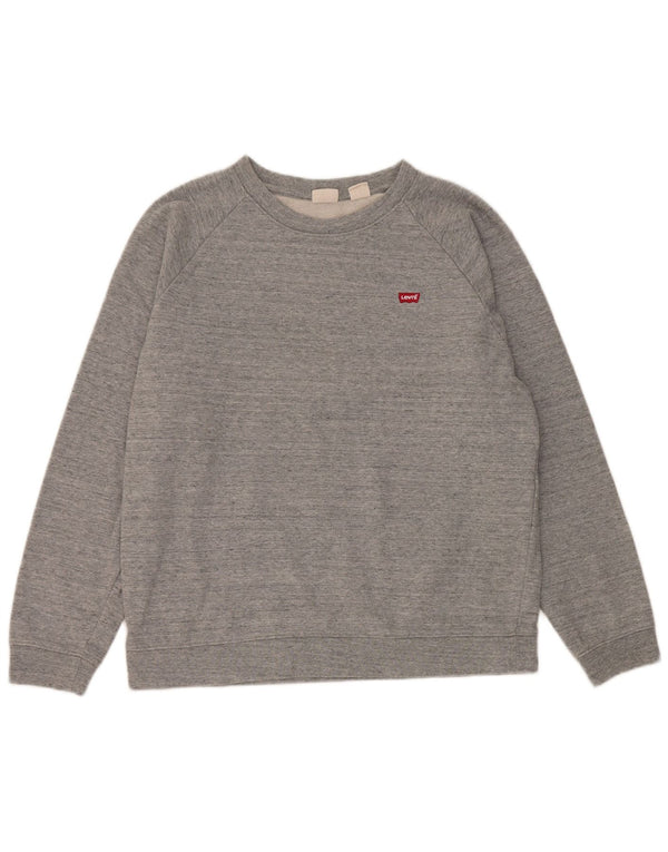 Женский джемпер-свитшот Levi's UK 14, средний серый хлопок в крапинку