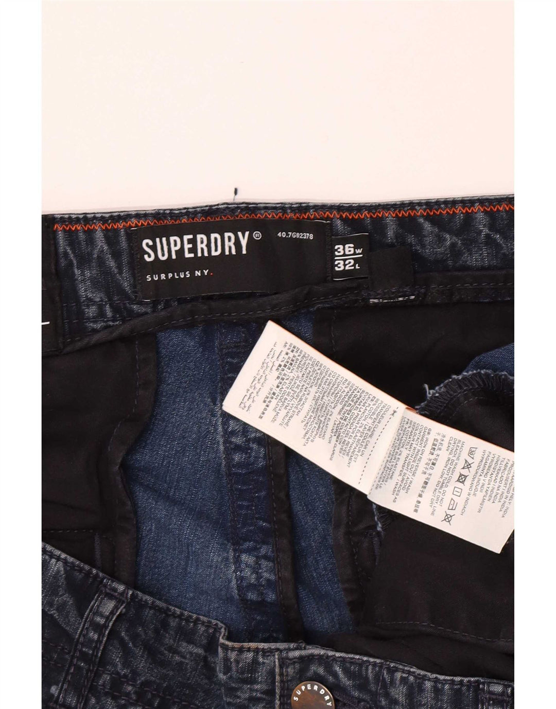 Мужские узкие джинсы-карго Superdry W36 L32, синий хлопок