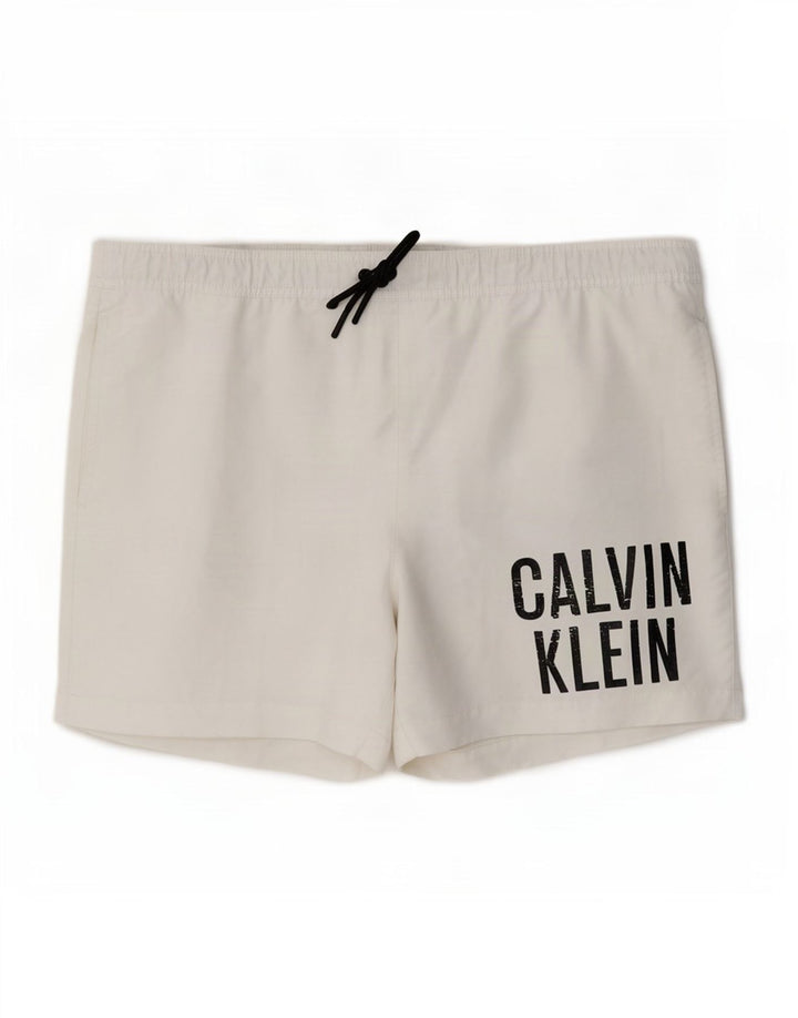 Calvin Klein Мужские шорты для плавания с рисунком, средние белые
