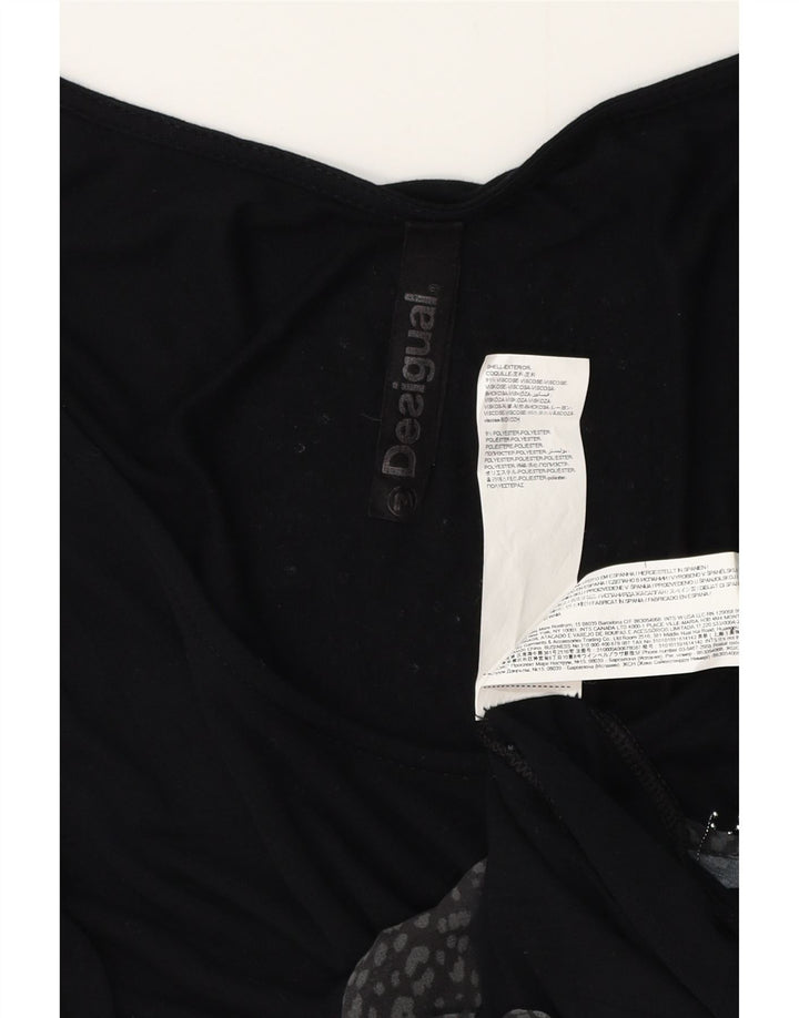 Женское платье трапециевидного силуэта с рукавом 3/4 DESIGUAL UK 12, средний черный, вискоза