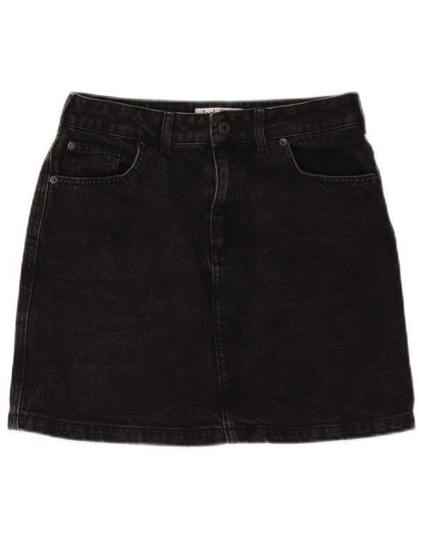 JACK WILLS Женская мини-джинсовая юбка UK 10, маленькая W27, черный хлопок