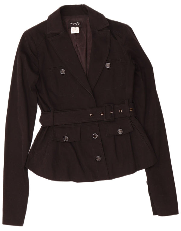 Patrizia Pepe Womens 2 Button Blazer Jacket IT 44 Medium Black Cotton