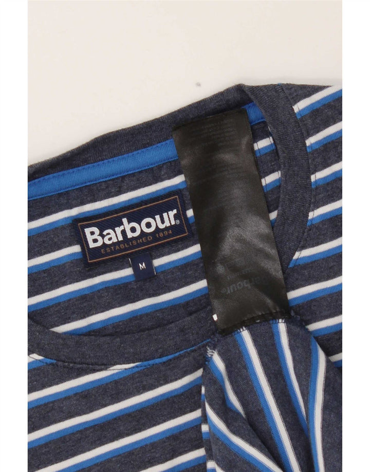Мужская футболка Barbour из хлопка среднего размера, темно-синяя полоска