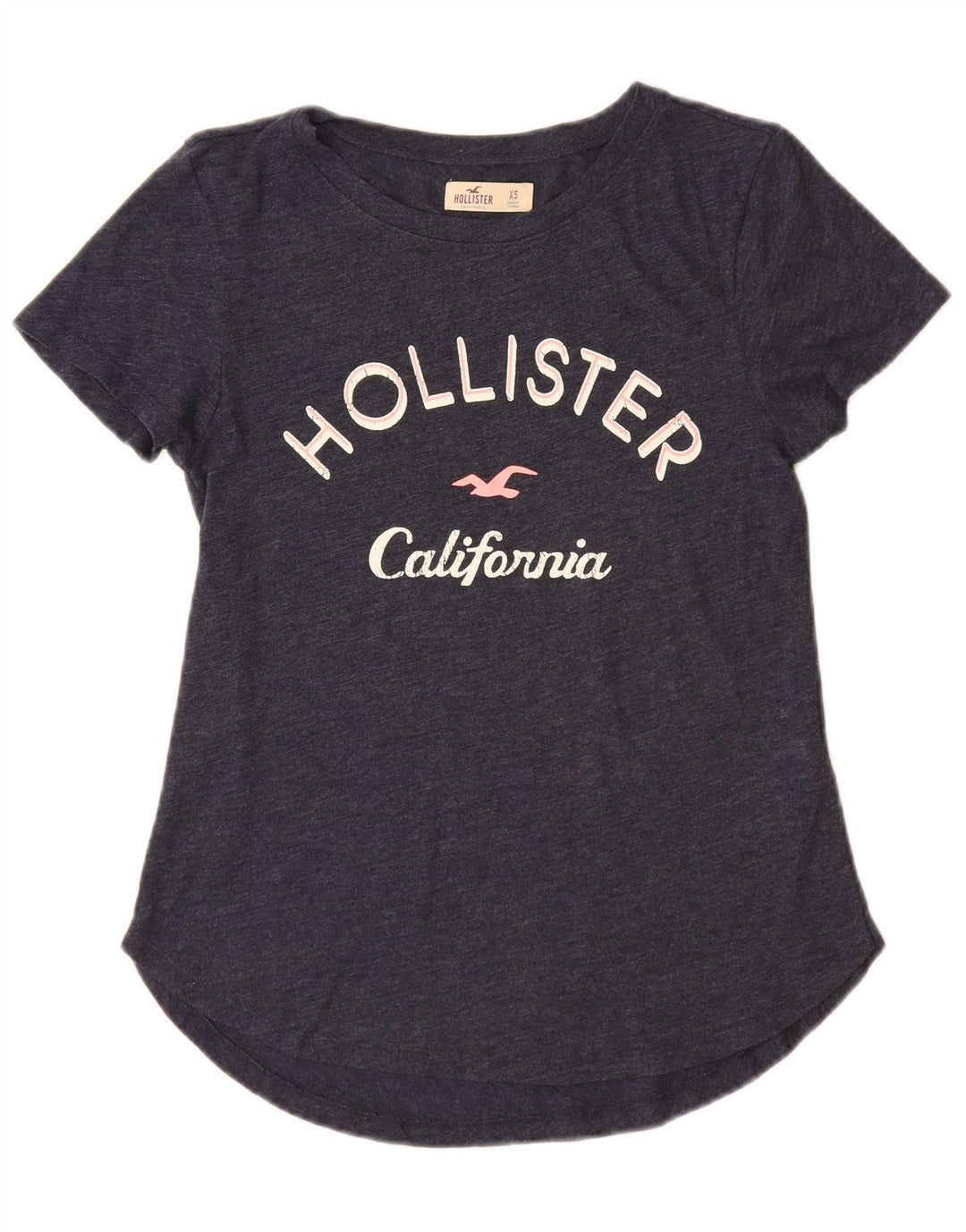 HOLLISTER Женская футболка с рисунком Top UK 6 XS Темно-синий хлопок