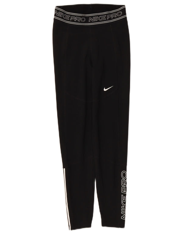 Женские леггинсы с рисунком NIKE Dri Fit UK 4 XS, черный полиэстер