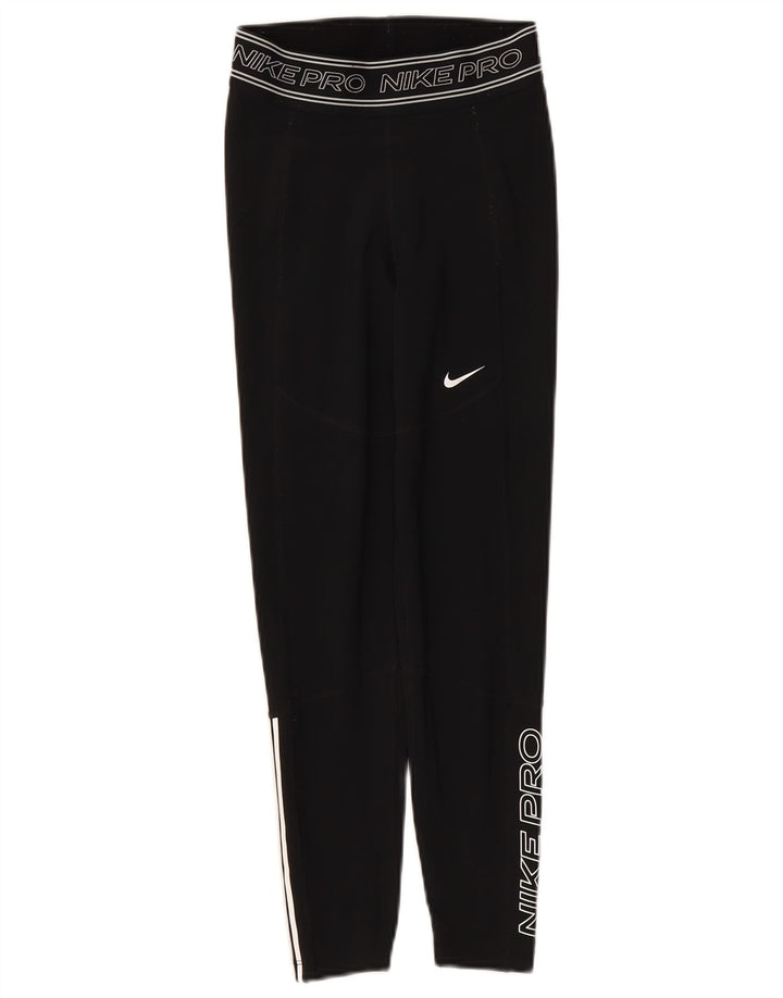 Женские леггинсы с рисунком NIKE Dri Fit UK 4 XS, черный полиэстер