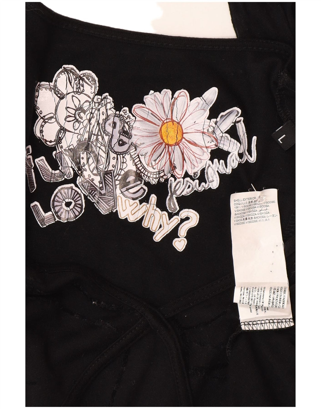 Женское базовое платье Desigual с длинным рукавом UK 14, большой черный цветочный вискоза