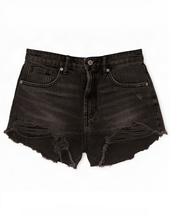 Женские джинсовые шорты Zara с завышенной талией EU 36 XS W26, черный хлопок