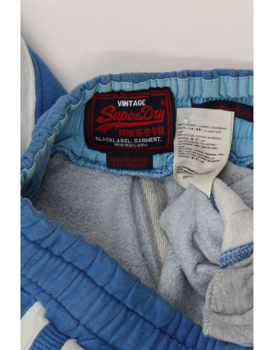 Мужские спортивные брюки Superdry, хлопковые брюки среднего синего цвета с цветными блоками