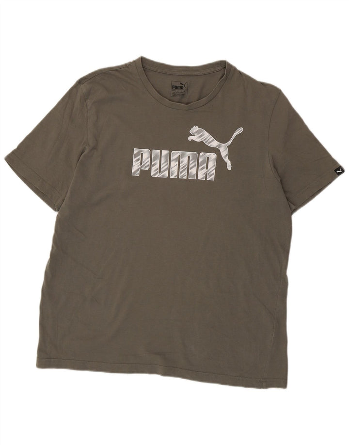 Мужская футболка с рисунком Puma, цвет хаки, большой размер