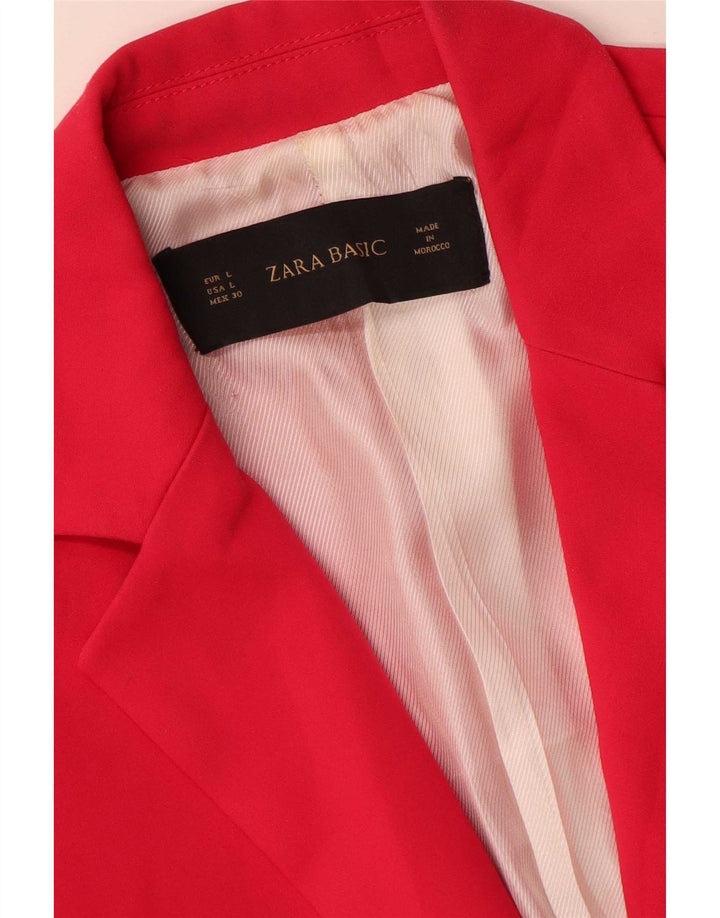 Женский пиджак Zara на 1 пуговице, Великобритания 14, большой розовый полиэстер