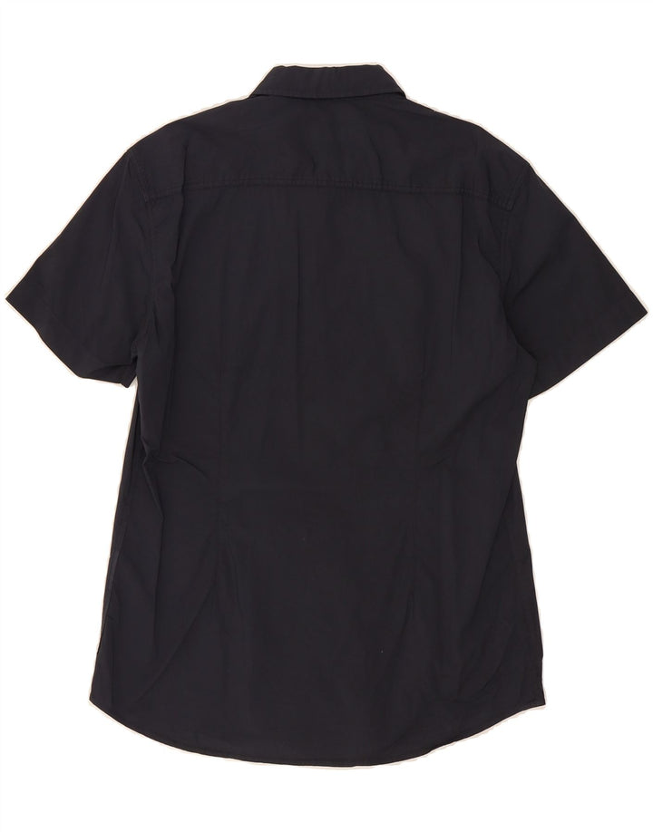 GAS Mens Short Sleeve Shirt Large Navy Blue Cotton Vintage Gas and Second-Hand Gas from Messina Hembry 