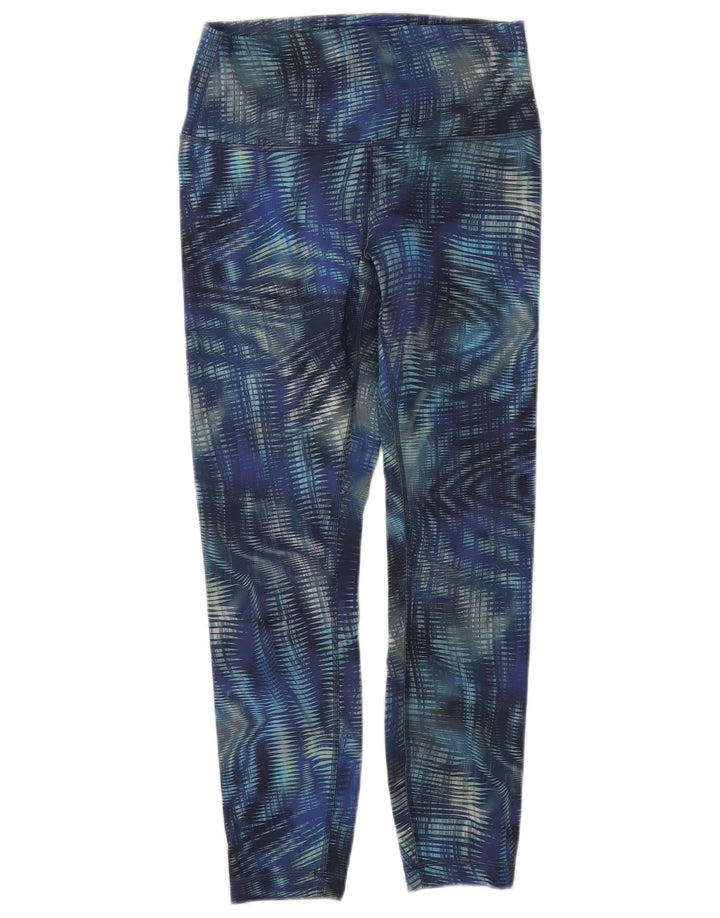 LULULEMON Womens Crop Abstract Pattern Leggings US 8 Medium  Blue Nylon