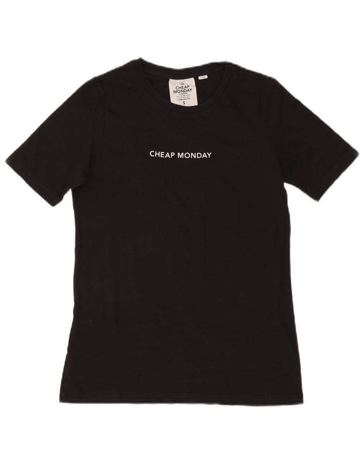 Женская футболка CHEP MONDAY Top UK 10, маленькая, черный хлопок