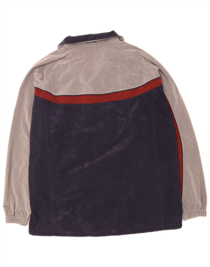 ASICS Mens Tracksuit Top Jacket Large Navy Blue Colourblock Polyester