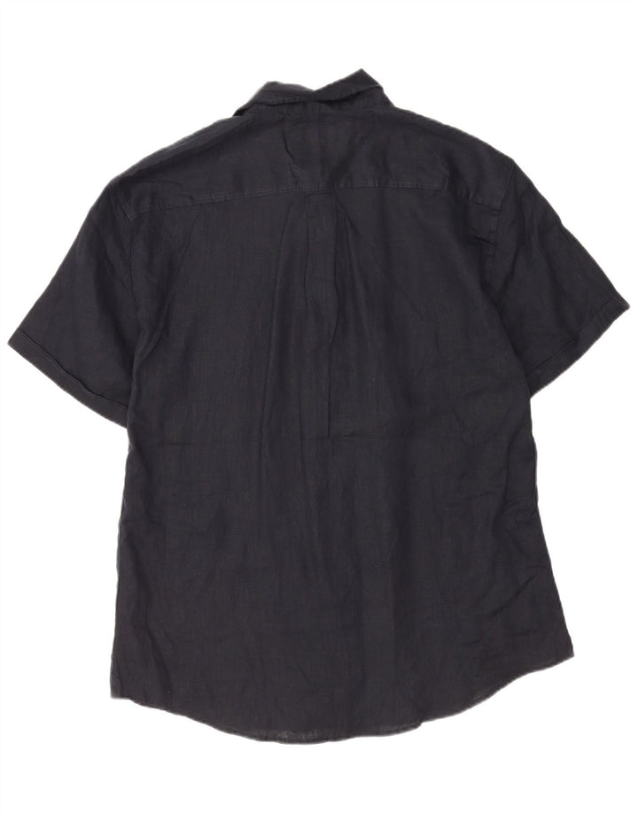 Мужская рубашка Coast с коротким рукавом 2XL, темно-синяя, льняная