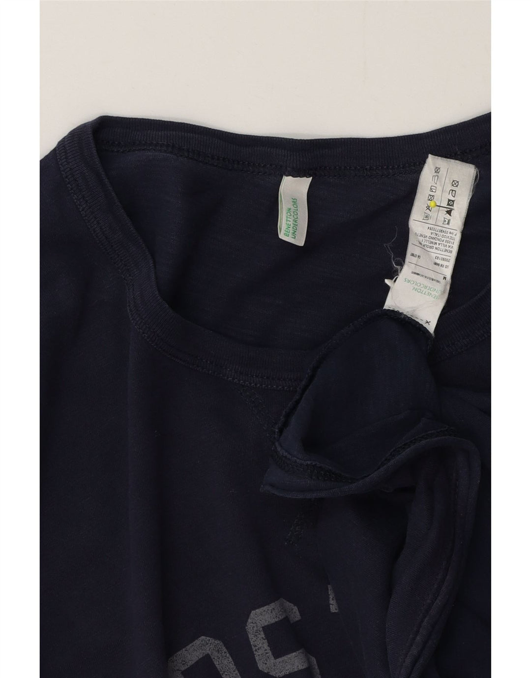 Мужской топ с рисунком Benetton, длинный рукав, средний, темно-синий, хлопок