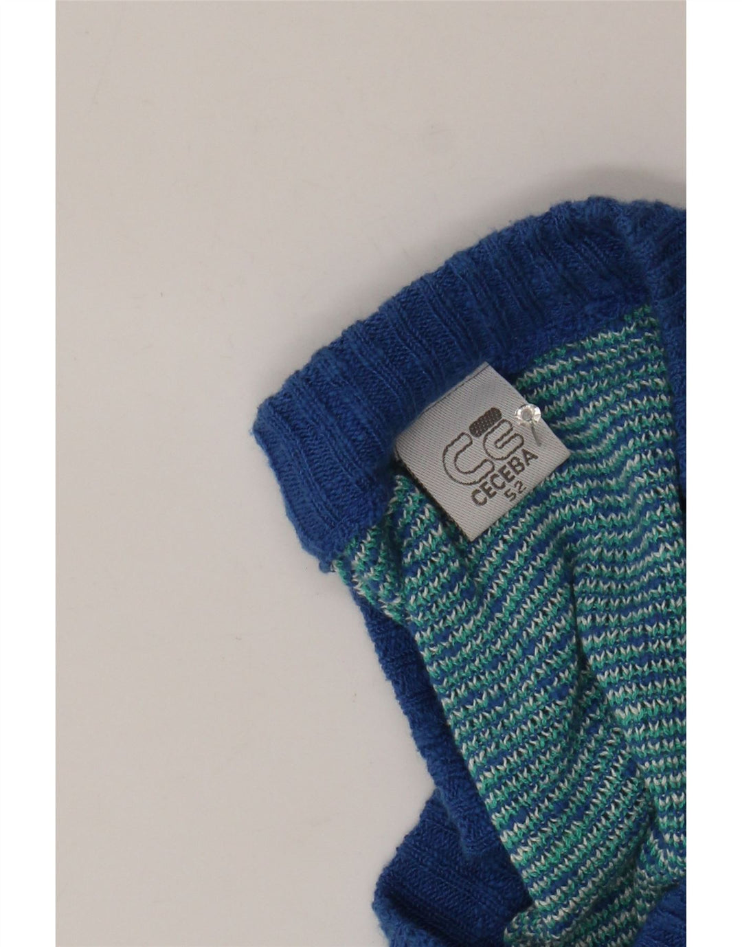 ВИНТАЖНЫЙ женский джемпер с v-образным вырезом и абстрактным узором IT 52 2XL синий