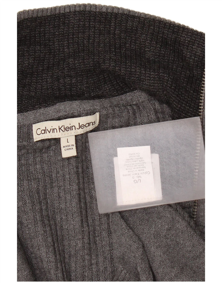 Мужской свитер-кардиган Calvin Klein Jeans, большой серый хлопковый