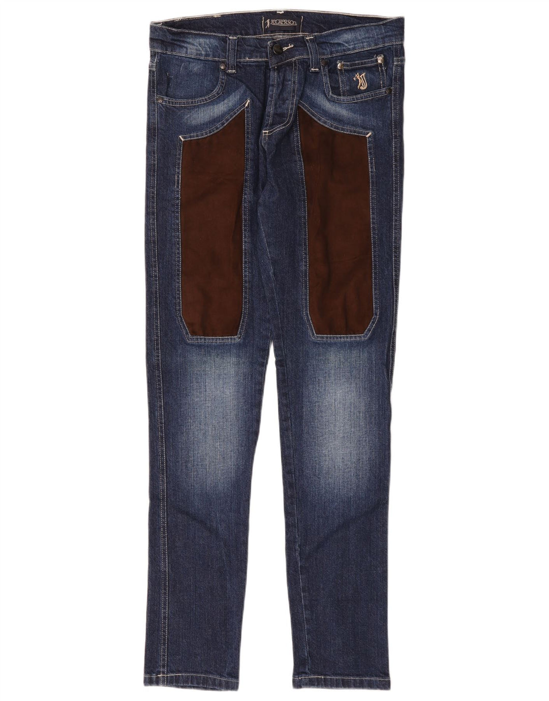 Женские зауженные джинсы Jeckerson IT 44 Medium W32 L31 Синие цветные блоки