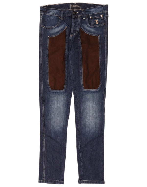 Женские зауженные джинсы Jeckerson IT 44 Medium W32 L31 Синие цветные блоки