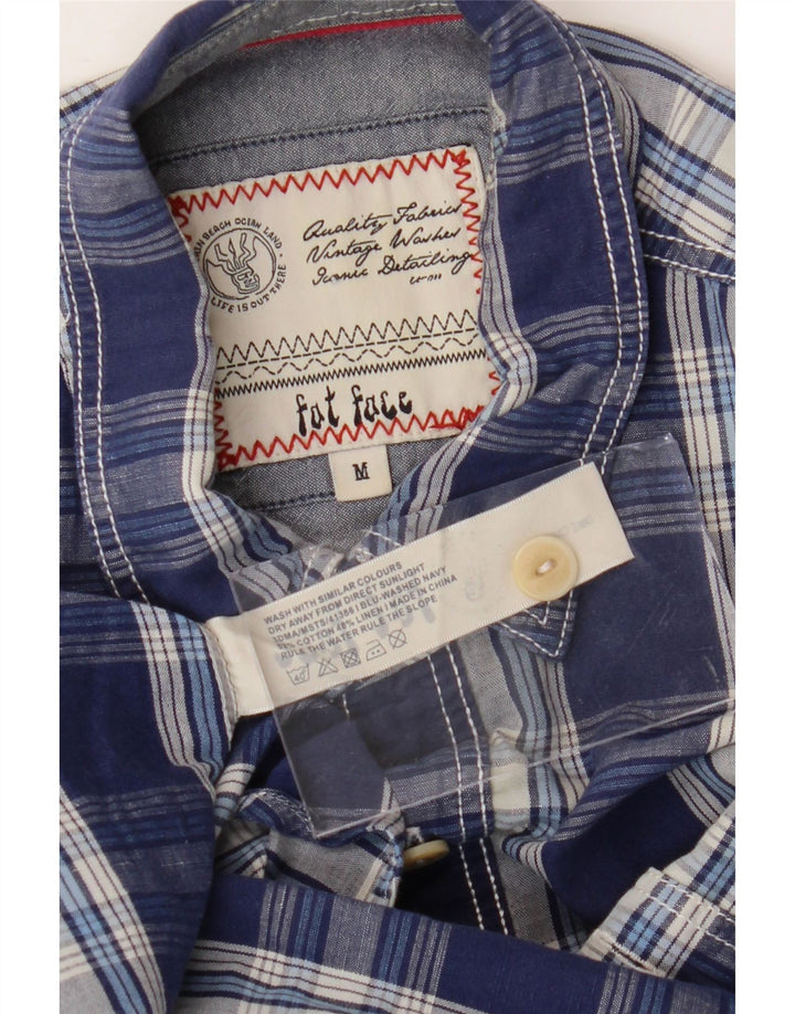 FAT FACE Мужская рубашка с коротким рукавом, средний темно-синий клетчатый хлопок
